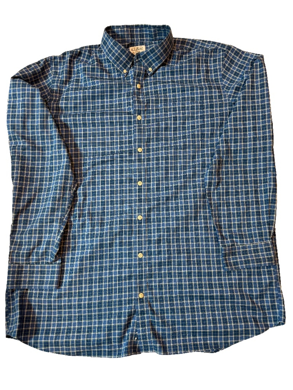 LL Bean Men's Wrinkle-Free Kennebunk Sport Shirt, Traditional Fit Check, XL Tall